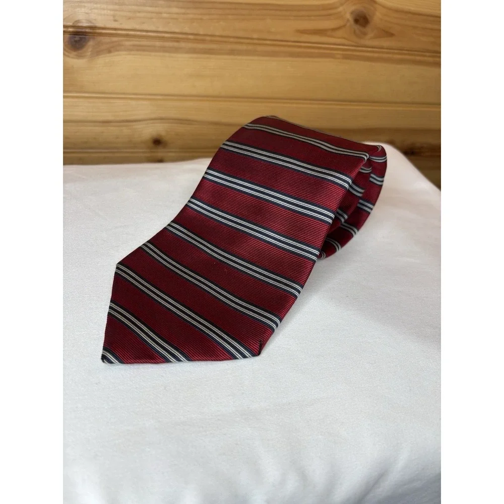 Vintage Brooks Brothers Makers Handmade‎ Silk Striped Tie Red Navy USA Preppy